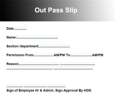 employee out pass format.